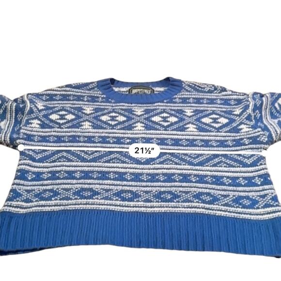 American Eagle Blue & White Fair Isle‎ Snowdrift Long Sleeve Sweater Sz S - Picture 10 of 11